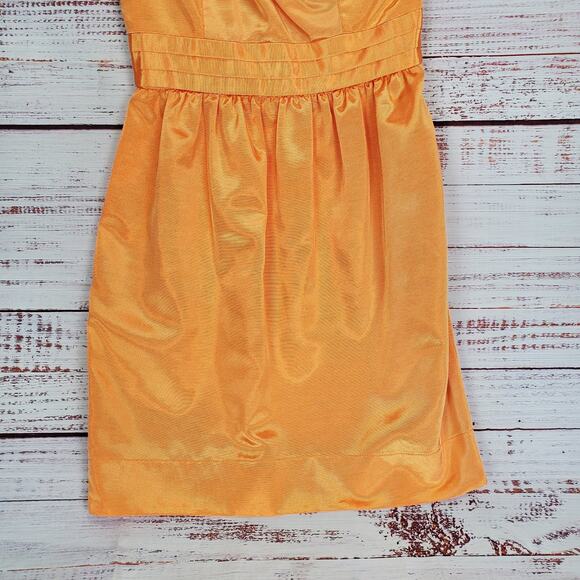 Shoshanna Y2K Orange Sherbert Pleated Mini Dress 2 Shimmer One Shoulder Glam Lux - Picture 5 of 13